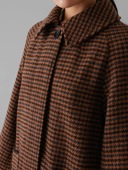 Toast Frankie Houndstooth Raglan Coat in Burnt Orange