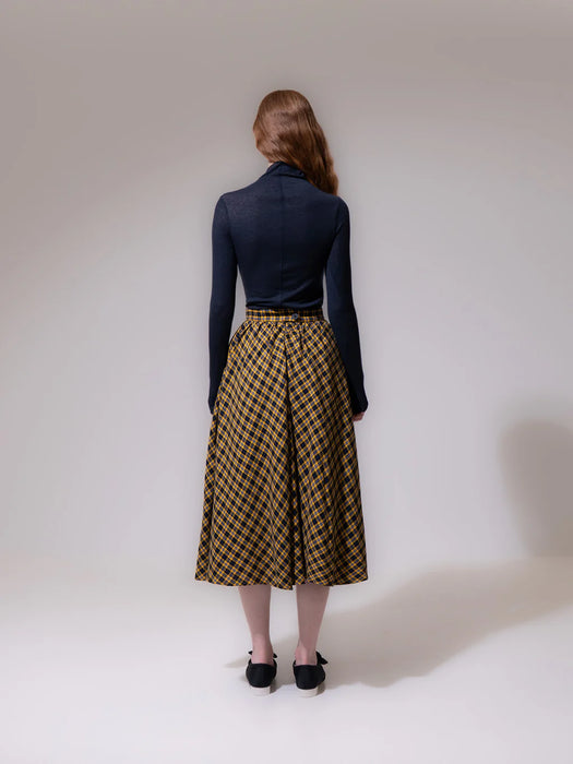 Emin & Paul A-line Skirt in Yellow Check