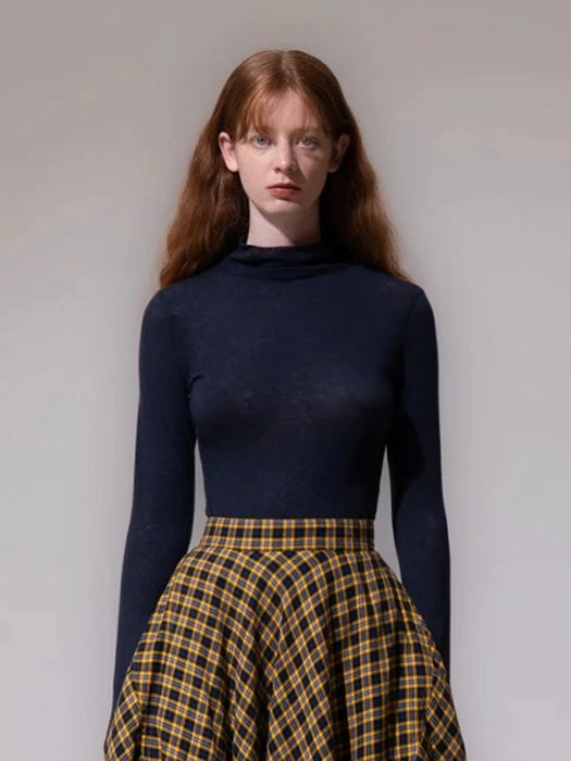 Emin & Paul Funnel Neck Top in Navy