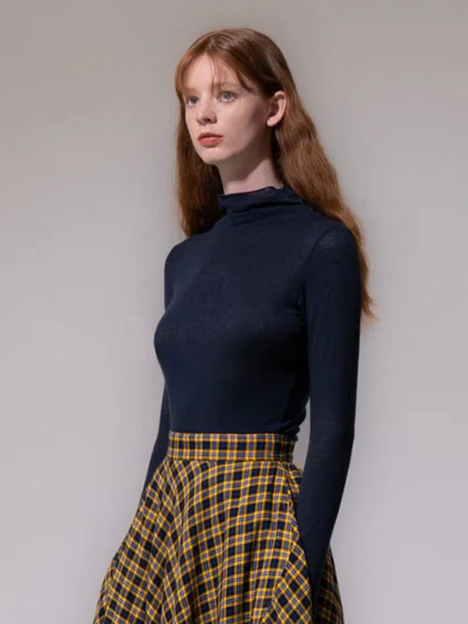 Emin & Paul Funnel Neck Top in Navy