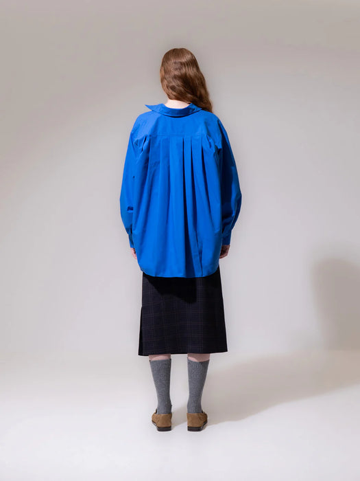 Emin & Paul Pleated Back Shirt in Cobalt