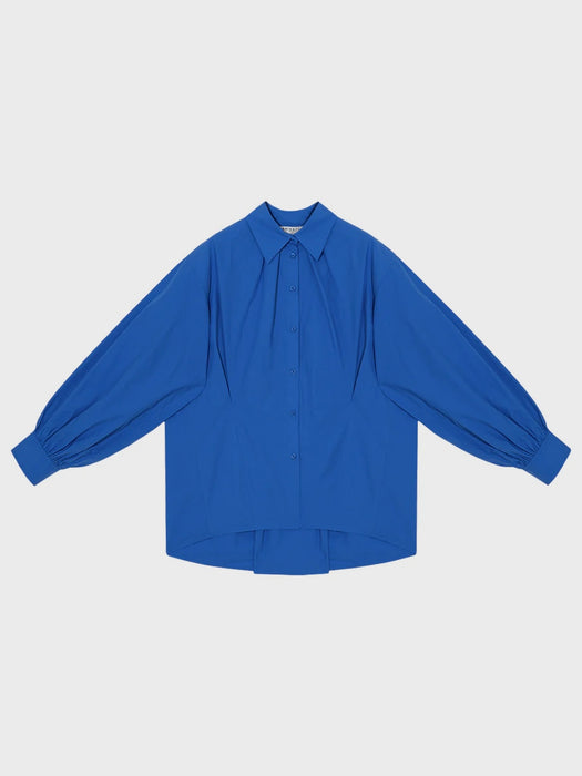 Emin & Paul Pleated Back Shirt in Cobalt