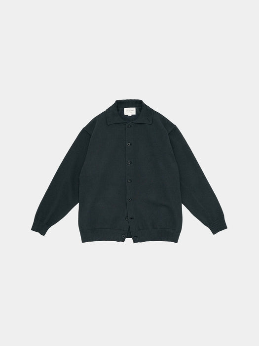 Still By Hand Polo Cardigan in Blue / Charcoal