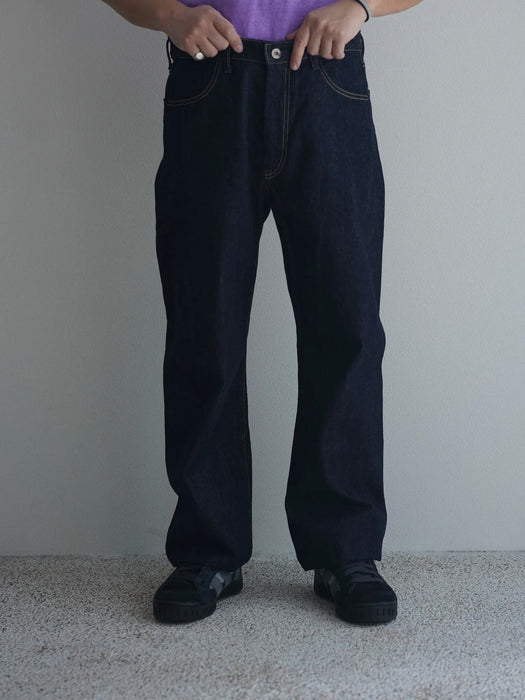 Still By Hand Five Pocket Denim Pant in Navy