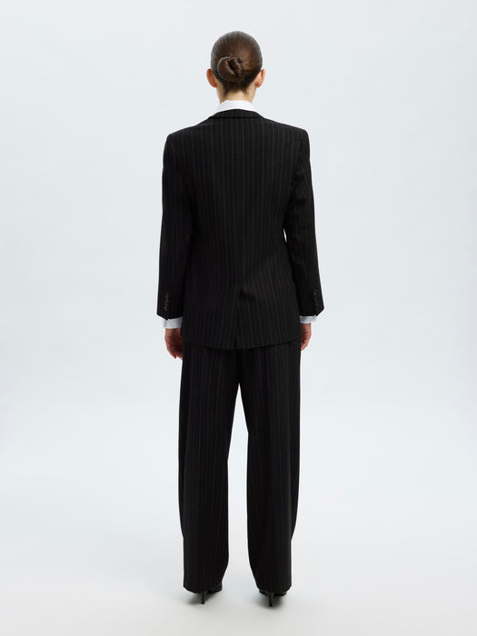 Selected Femme Malia Manteco Blazer in Black Pin Stripe