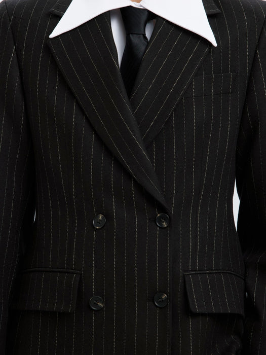 Selected Femme Malia Manteco Blazer in Black Pin Stripe