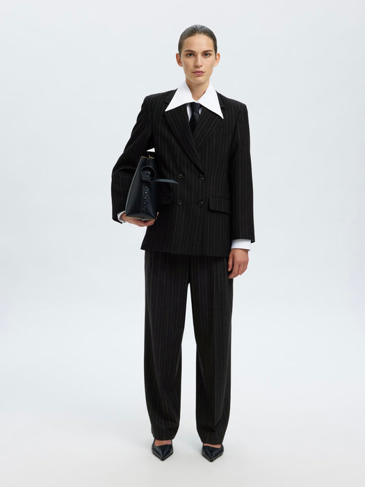 Selected Femme Malia Manteco Blazer in Black Pin Stripe