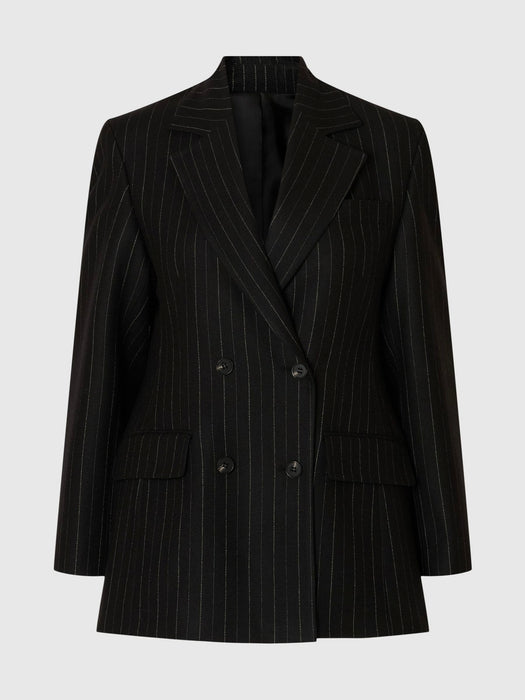 Selected Femme Malia Manteco Blazer in Black Pin Stripe