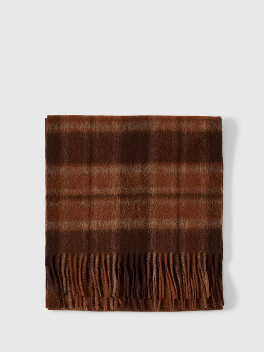 Selected Homme Check Wool Scarf in Soft Silt Tartan
