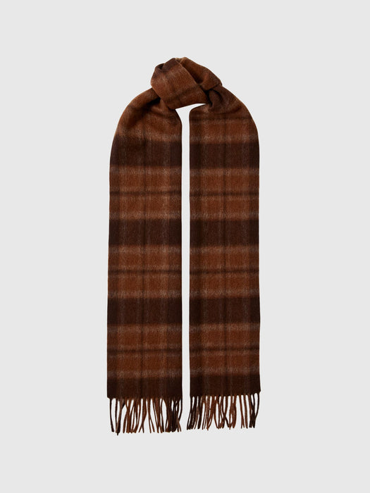 Selected Homme Check Wool Scarf in Soft Silt Tartan