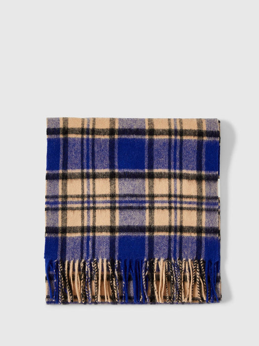 Selected Homme Check Wool Scarf in Set Sail Tartan