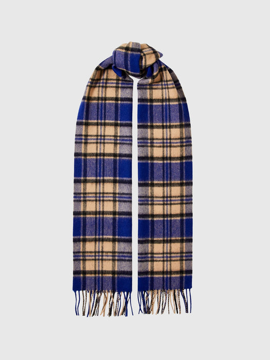 Selected Homme Check Wool Scarf in Set Sail Tartan