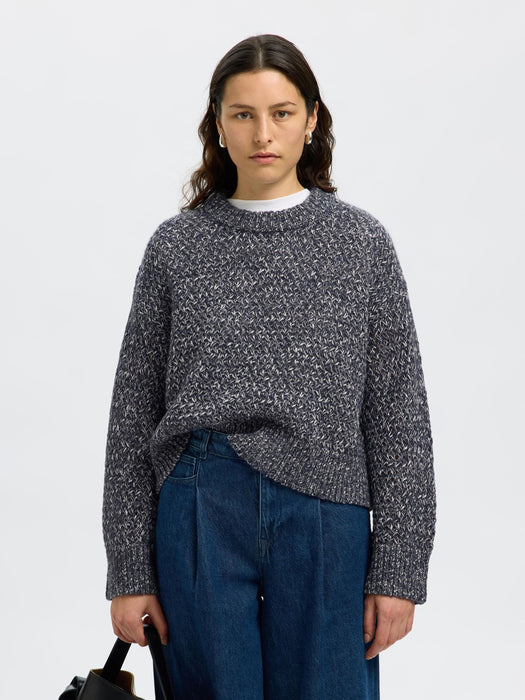 Selected Femme Bolette LS Knit in Dark Sapphire