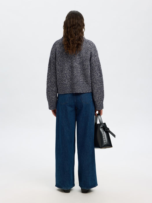 Selected Femme Bolette LS Knit in Dark Sapphire