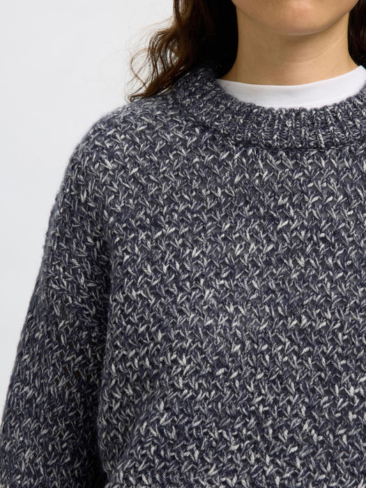 Selected Femme Bolette LS Knit in Dark Sapphire