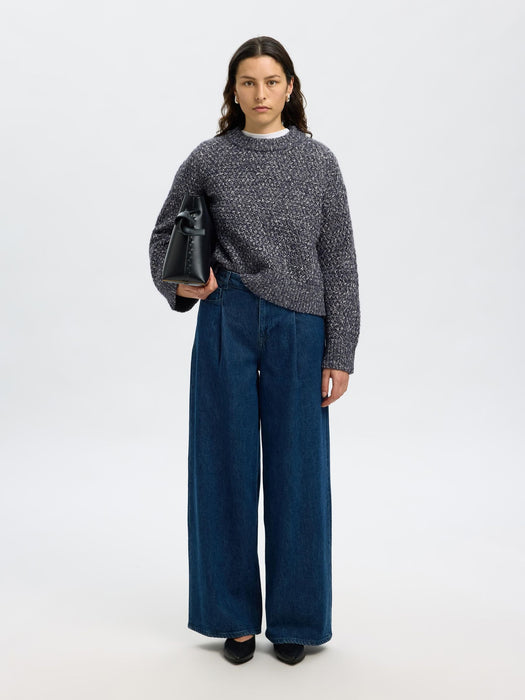 Selected Femme Bolette LS Knit in Dark Sapphire