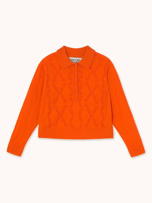 The Tiny Big Sister Lace Frank Sweater in Mandarin