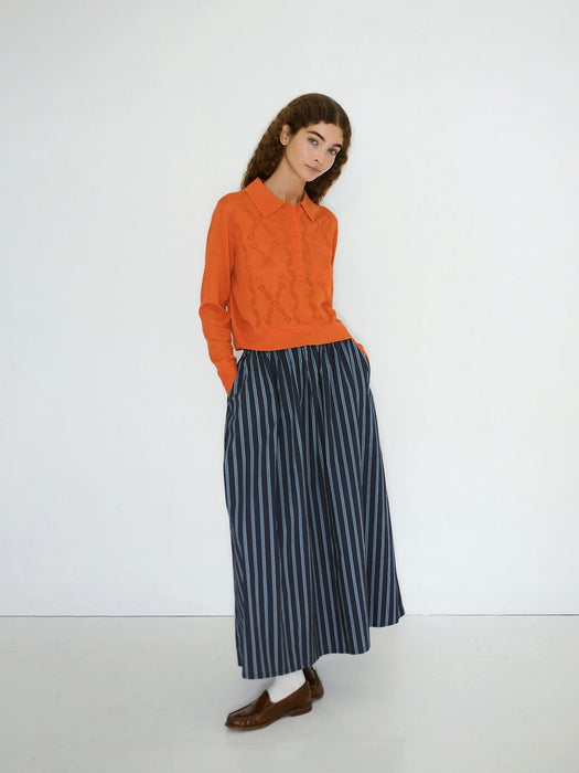 The Tiny Big Sister Lace Frank Sweater in Mandarin