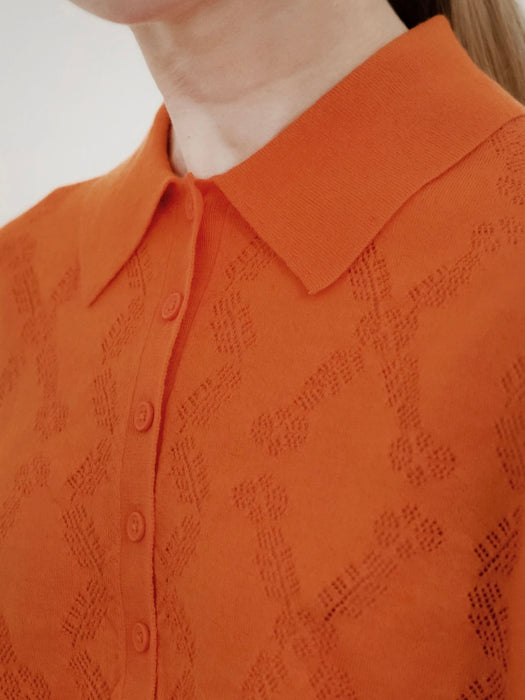 The Tiny Big Sister Lace Frank Sweater in Mandarin