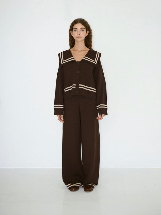 The Tiny Big Sister Tie Sailor Cardigan in Mocha