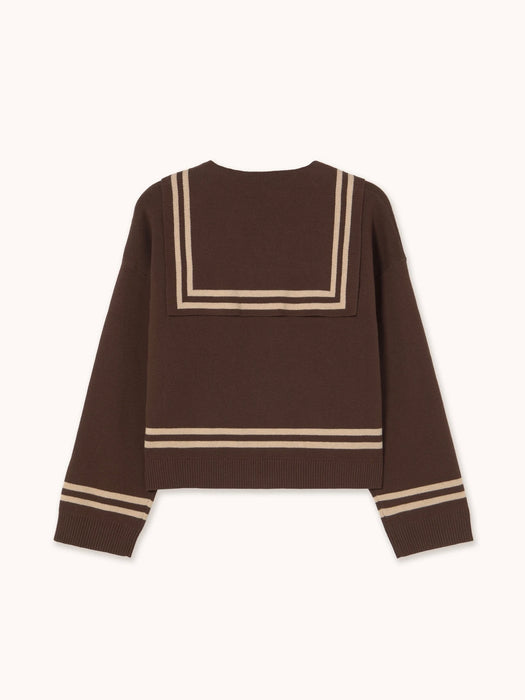 The Tiny Big Sister Tie Sailor Cardigan in Mocha