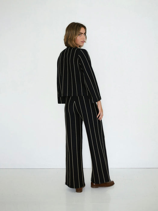 The Tiny Big Sister Striped Knit Trousers in Navy