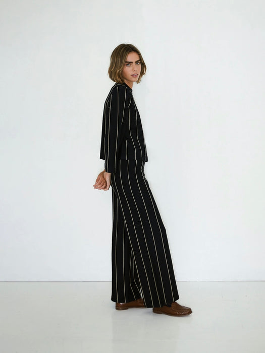 The Tiny Big Sister Striped Knit Trousers in Navy