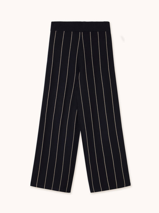 The Tiny Big Sister Striped Knit Trousers in Navy