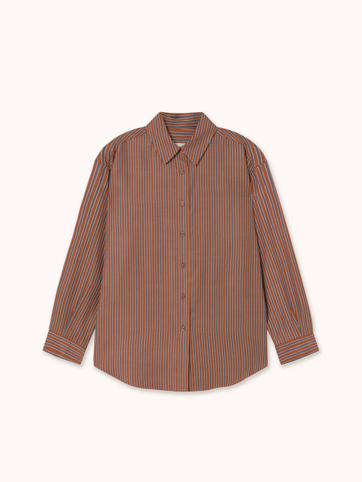 The Tiny Big Sister Striped Relaxed Shirt in Brown