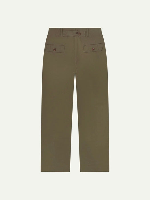 Uskees Barrel Leg Trouser in Dark Taupe Herringbone