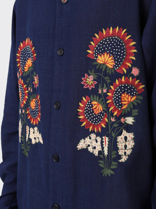 Kardo Luis Shirt in Embroidered Indigo