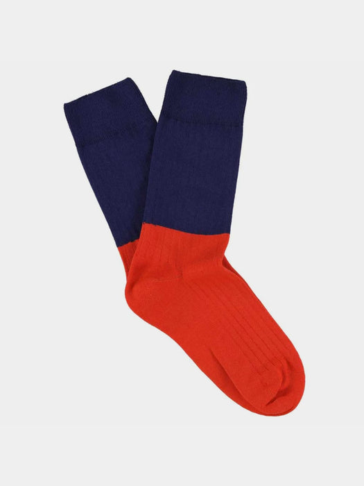 Escuyer Colour Block Socks in Blue / Orange