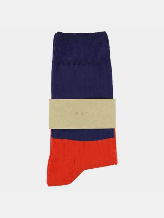 Escuyer Colour Block Socks in Blue / Orange