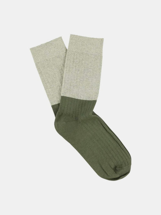 Escuyer Lurex Block Socks in Golden Cream / Burnt Olive