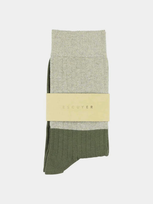 Escuyer Lurex Block Socks in Golden Cream / Burnt Olive