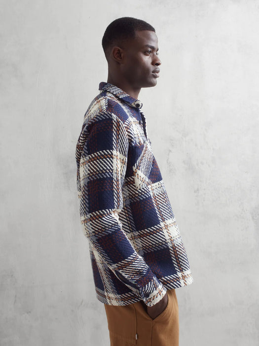 Wax London Whiting Overshirt in Navy Astro Check
