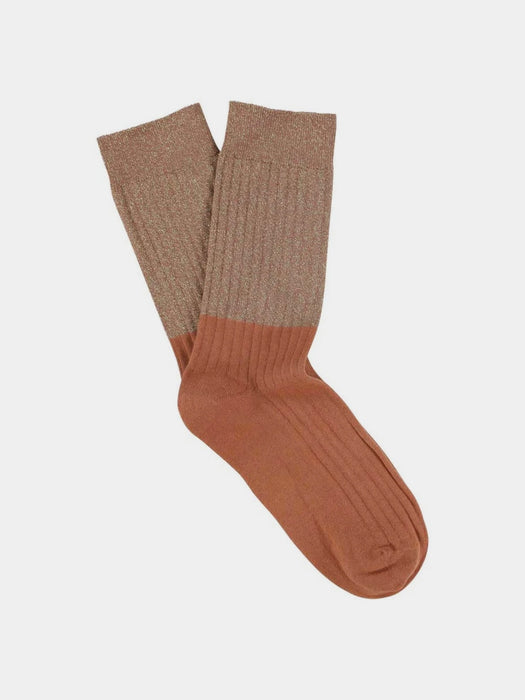 Escuyer Lurex Block Socks in Arabian Spice