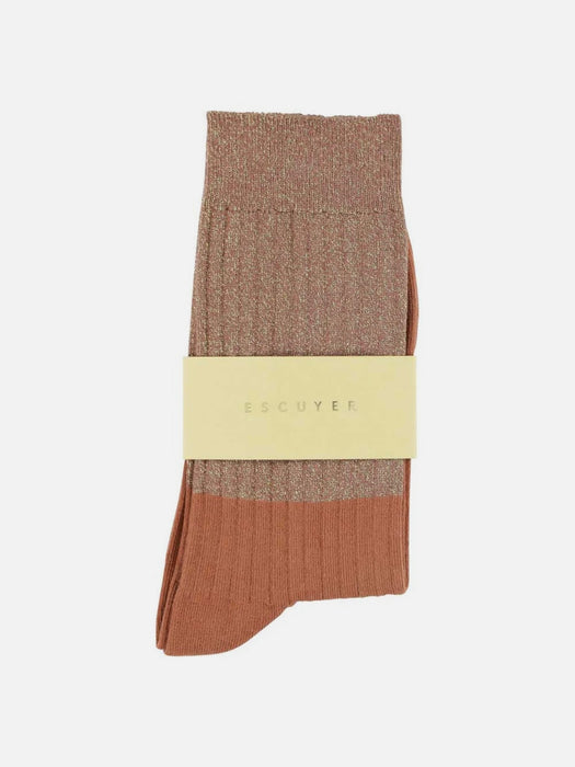 Escuyer Lurex Block Socks in Arabian Spice