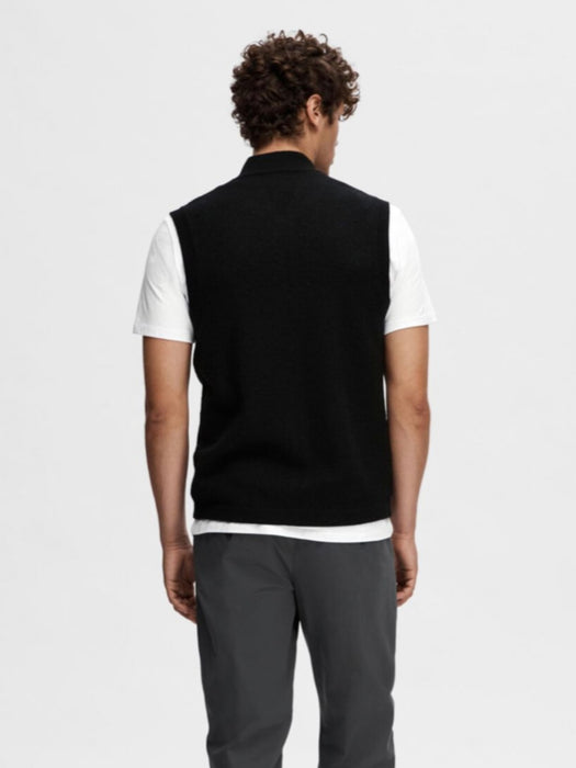Selected Homme Boiled Wool Vest in Black