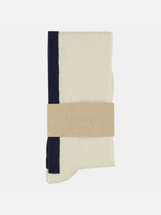 Escuyer Knee High Socks in Ecru / Blue