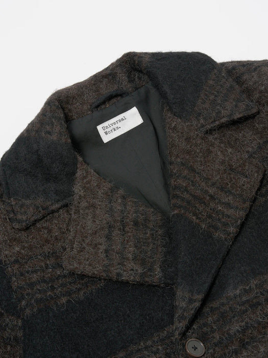 Universal Works Peacoat in Brown/Black Mix