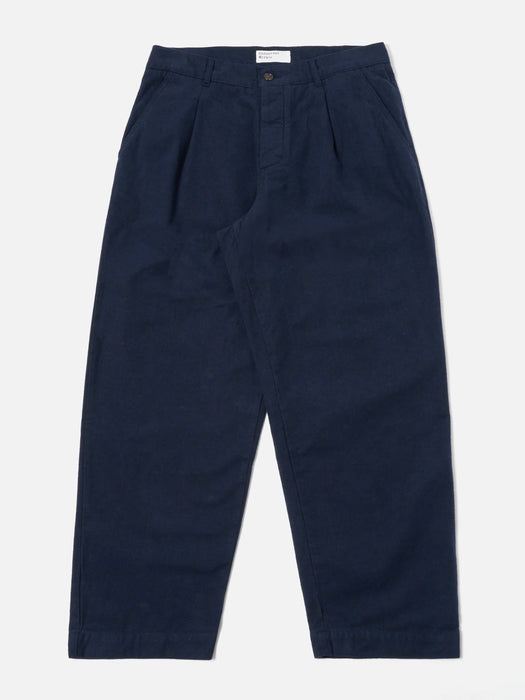 Universal Works Duke Pant in Navy Nebraska Cotton