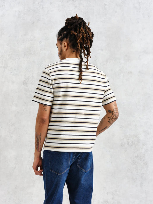 Wax Dean Tee in Ecru/Sand Hay Stripe