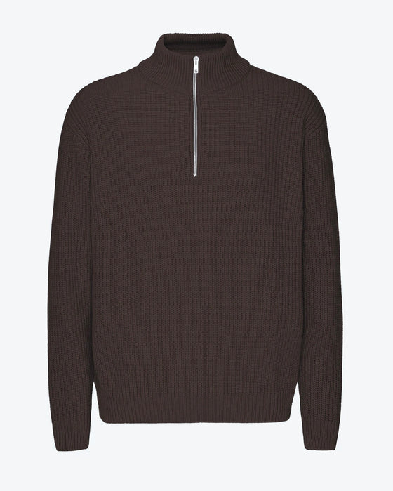 Colorful Standard Merino Quarter Zip in Coffee Brown