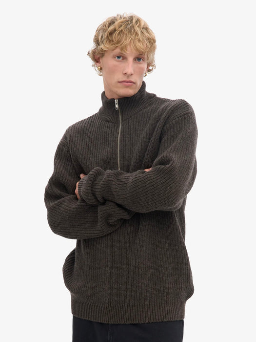 Colorful Standard Merino Quarter Zip in Coffee Brown