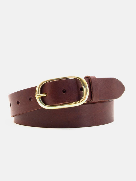 Village Leathers Pill Belt in Brown / Gold