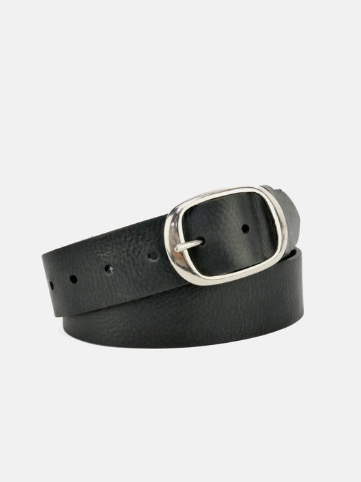 Village Leathers Pill Belt in Black / Silver