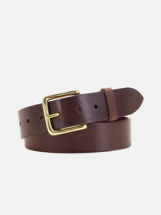 Village Leathers Westend Belt in Brown / Gold