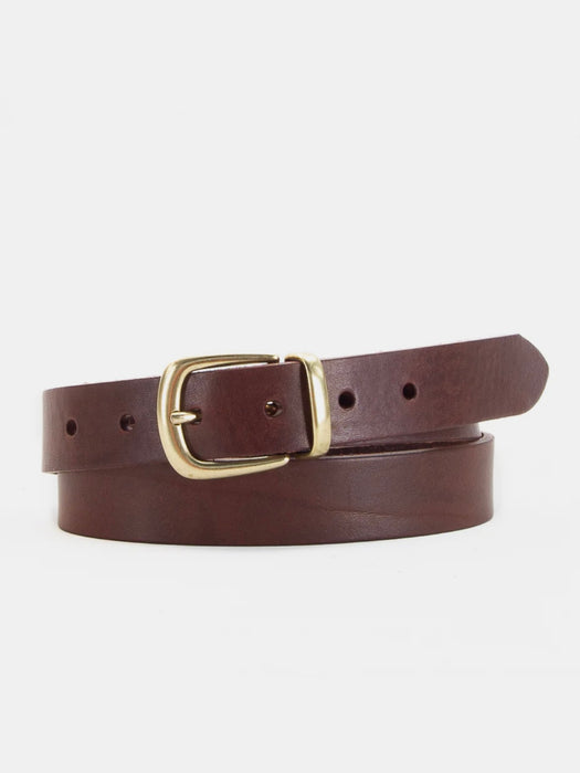 Village Leathers 1 1/8" Classic Belt in Brown / Gold