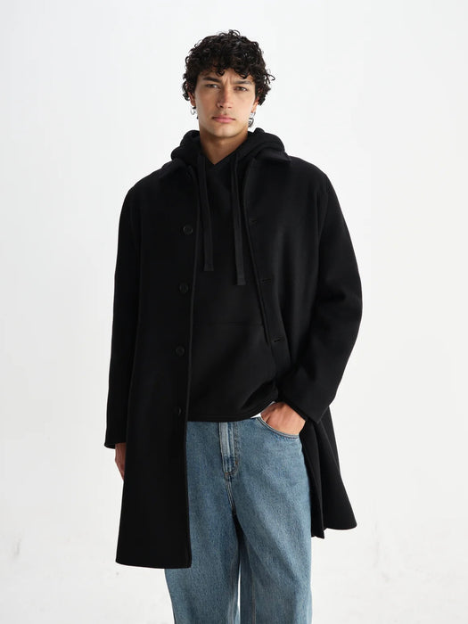 Wax Stan Car Coat in Black Twill
